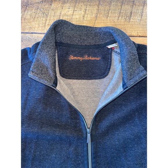 Mens Tommy Bahama Charcoal Gray Heathered Full Zip‎ Cotton Sweatshirt Jacket XL - Picture 5 of 7